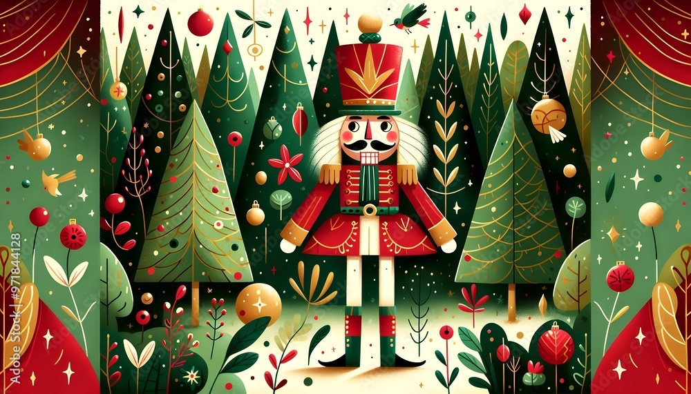 Poster nutcracker festivo: magia navideña ilustrada