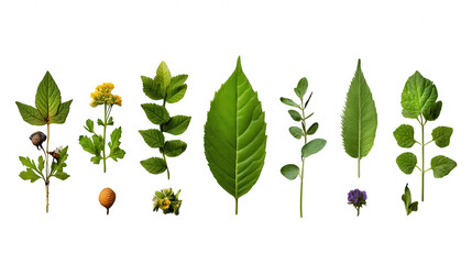 Botanical Garden: A Diverse Collection of Fresh Herbs and Plants on Black Background