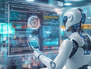 Robot Interacting with AI Interface on Air Display and Handheld Device