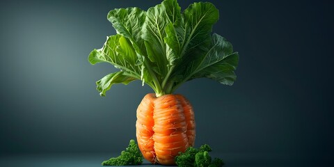Fresh carrot on dark background.