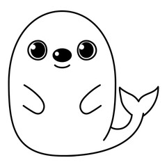 Coloring Page Outline of Cute Sea Seal