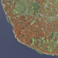 3D illustration of city and urban in Lisbon Portugal