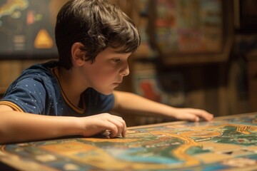 Fototapeta premium A child's board game turns into a real-life challenge when they must navigate the obstacles they encounter on the board