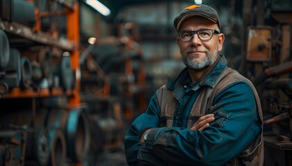 Fototapeta premium Expert mechanic fixing engine.