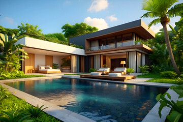 Fototapeta premium a lavish swimming area.