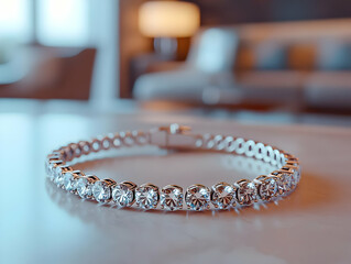 Elegant silver bracelet adorned with sparkling crystals, perfect for fashion enthusiasts and jewelry lovers.