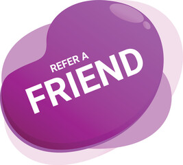 Purple icon with a modern abstract design is showing a refer a friend program