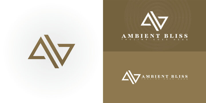 Modern vector initial letter AB or BA logo in gold color isolated on multiple background colors. The logo is suitable for interior design service logo design inspiration templates.