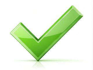 A bright green check mark illustration on a white background, symbolizing approval, confirmation, and success, with