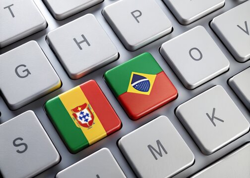 A close-up view of a standard Latin American keyboard layout, featuring accents and diacritical marks for Spanish and