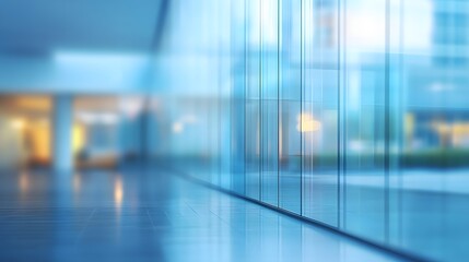 Glass Wall and Tiled Floor in a Modern Office Building