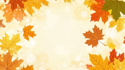 Fototapeta premium Autumn Leaves Border Background with Copy Space