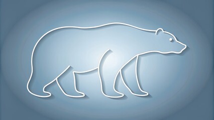 A delicate, hand-drawn outline of a polar bear's silhouette in white against a soft, blue-gray background, evoking a