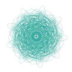 illustration of a turquoise wool ball with tangled looking threads