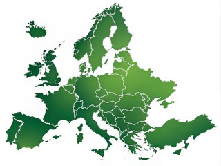 Fototapeta premium A high-contrast, vector-style illustration of a blank European continent map with country borders and minimal