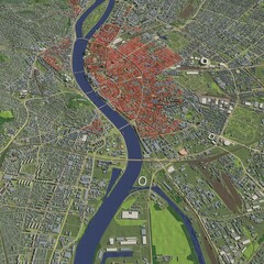 Obraz premium 3D illustration of city and urban in Budapest Hungary