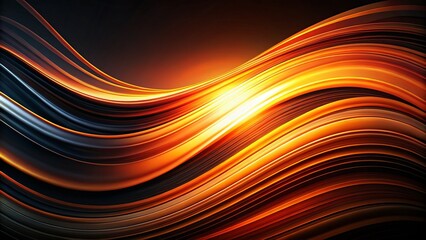 Bold brushstrokes of black and orange meld together in a vibrant gradient, interrupted by sinuous lines that dance