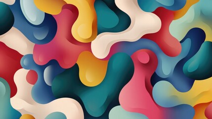 Abstract illustration featuring colorful blob shapes in a unique design