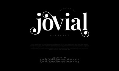 Fototapeta premium Jovial typography beauty fashion elegant minimalist serif italic fonts decorative wedding vintage retro logos. Minimal luxury font alphabet logo. Vector illustration