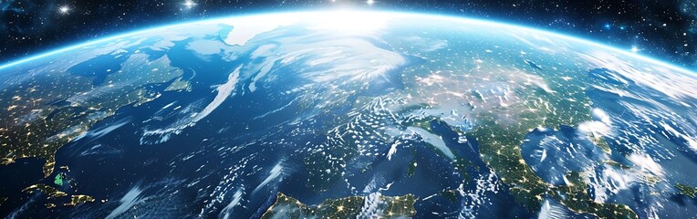 Fototapeta premium Planet earth globe view from space showing.