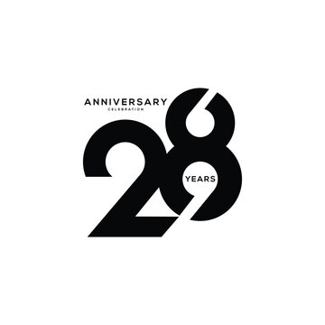 28, 28th Years Anniversary Logo, 28 birthday,  Vector Template Design element for birthday, invitation, wedding, jubilee and greeting card illustration.