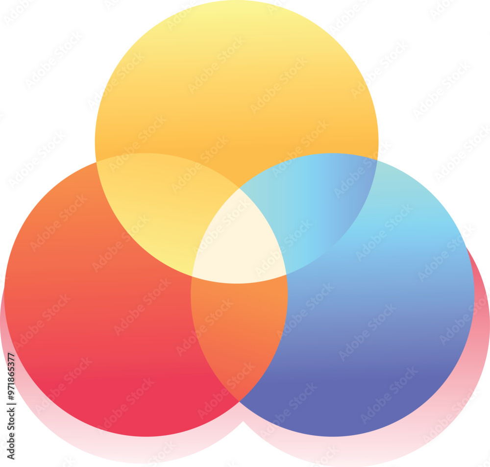 Aufkleber three overlapping transparent circles are creating a colorful gradient background