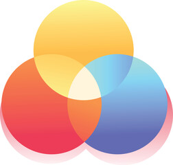 Three overlapping transparent circles are creating a colorful gradient background