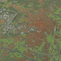 3D illustration of city and urban in Padua Italy