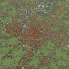 3D illustration of city and urban in Padua Italy