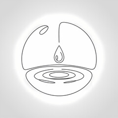 A teardrop falling into a pool of water, Minimalist One Line illustration