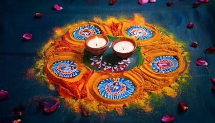 Happy dewali rangoli celebration candle design decoration