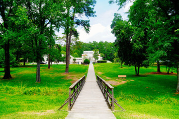 Macon, Georgia, USA- 07 20 2024: The landscape of Ocmulgee Mounds National Historical Park