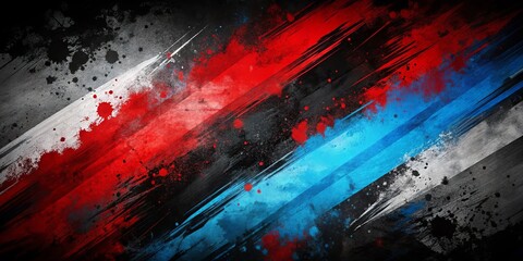Naklejka premium Grunge brush strokes background in red, black, and blue colors perfect for extreme sports and racing apparel