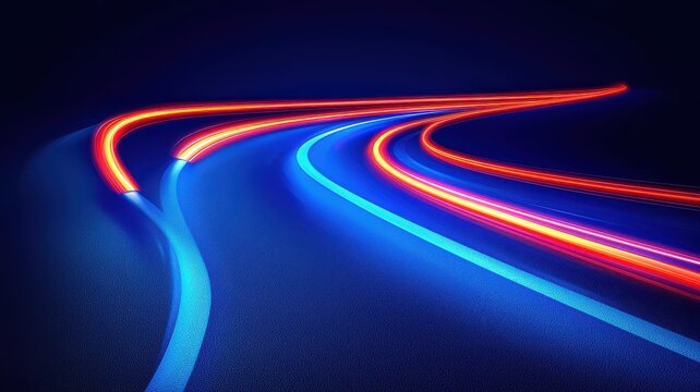 Dynamic light trails create a captivating visual effect in a dark environment, evoking speed and motion.