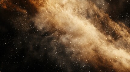 Fototapeta premium Dynamic Digital Art of a Dust Cloud with Sand Particles on Black Background – Evoking an Underwater Explosion Effect