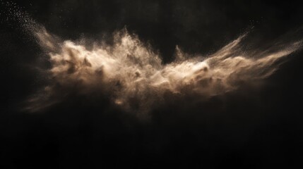 Dynamic Digital Art of a Dust Cloud with Sand Particles on Black Background &ndash; Evoking an Underwater Explosion Effect