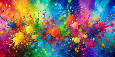 Fototapeta premium Colorful spray paint splatters on a vibrant background