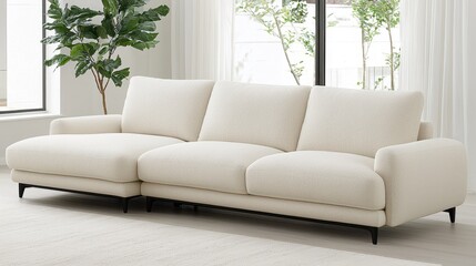 Modern White Sectional Sofa in Contemporary Living Room