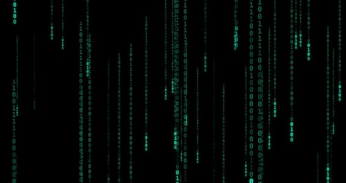 Digital, coding and hologram for data transfer on dark background with binary code, programming and AI testing. Metaverse, pattern and connection of it, network system and software update of security