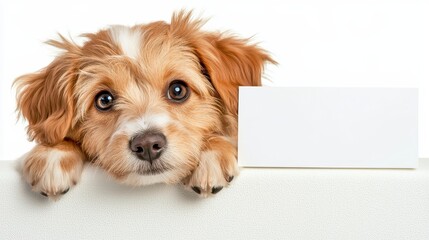 Cute Puppy Looking Over a Blank Sign