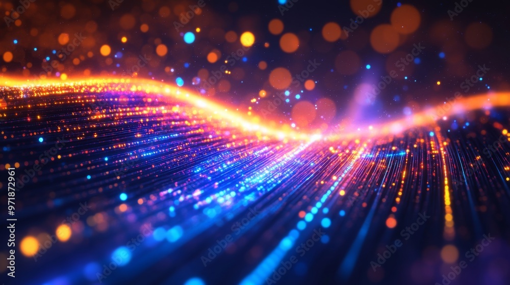Fototapete Digital in an abstract science background, visualizing the dynamic flow of futuristic technology and information