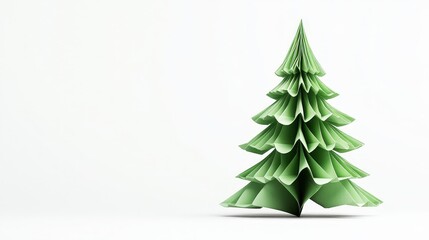 Obraz premium Elegant Origami Christmas Tree on White Background Symbolizing Holiday Spirit in Detailed PNG Image
