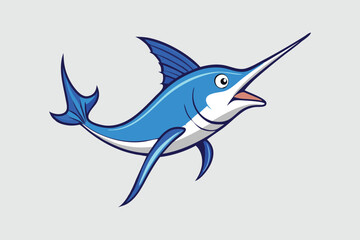 blue marlin fish  vector art illustration.