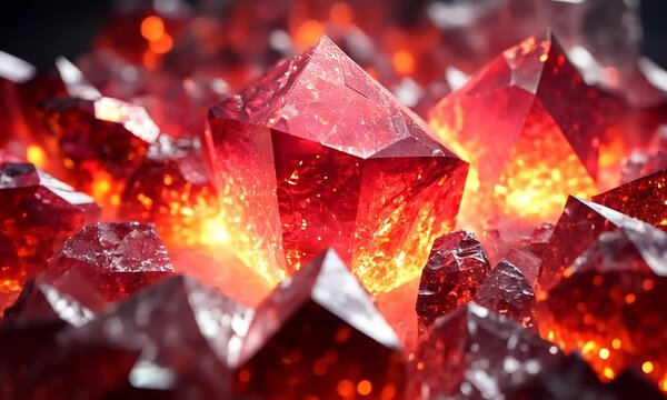 Red Crystals Glowing in Fire