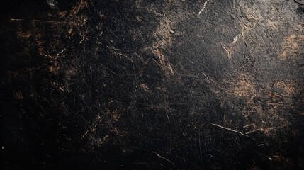 Close-up of a dark, weathered surface with rough textures, peeling layers, and a grungy appearance.