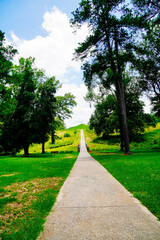 Macon, Georgia, USA- 07 20 2024: The landscape of Ocmulgee Mounds National Historical Park