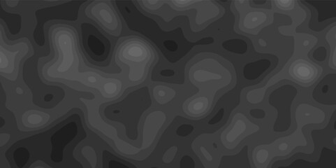 Gray Stylized Bokeh Effect Topographic Contour Scheme and Terrain on old paper. Geographic mountain terrain. Contour map background. Cartographic Weave with seamless striped patterns and wavy edges