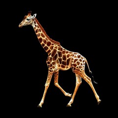 Obraz premium A Running Giraffe with a Long Neck and Brown Spots