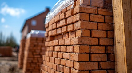 Stacked Red Bricks Construction Material Building Supplies