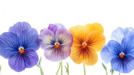 Pansy flower or spring garden viola tricolor isolated on white background Flower arrangement and floral design : Generative AI